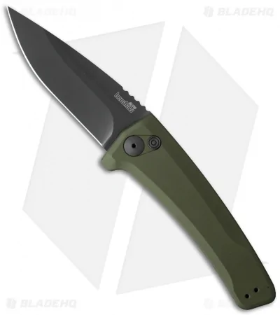 Kershaw Launch 3 Automatic Knife OD Green Aluminum (3.4″ Black) 7300BLKOL